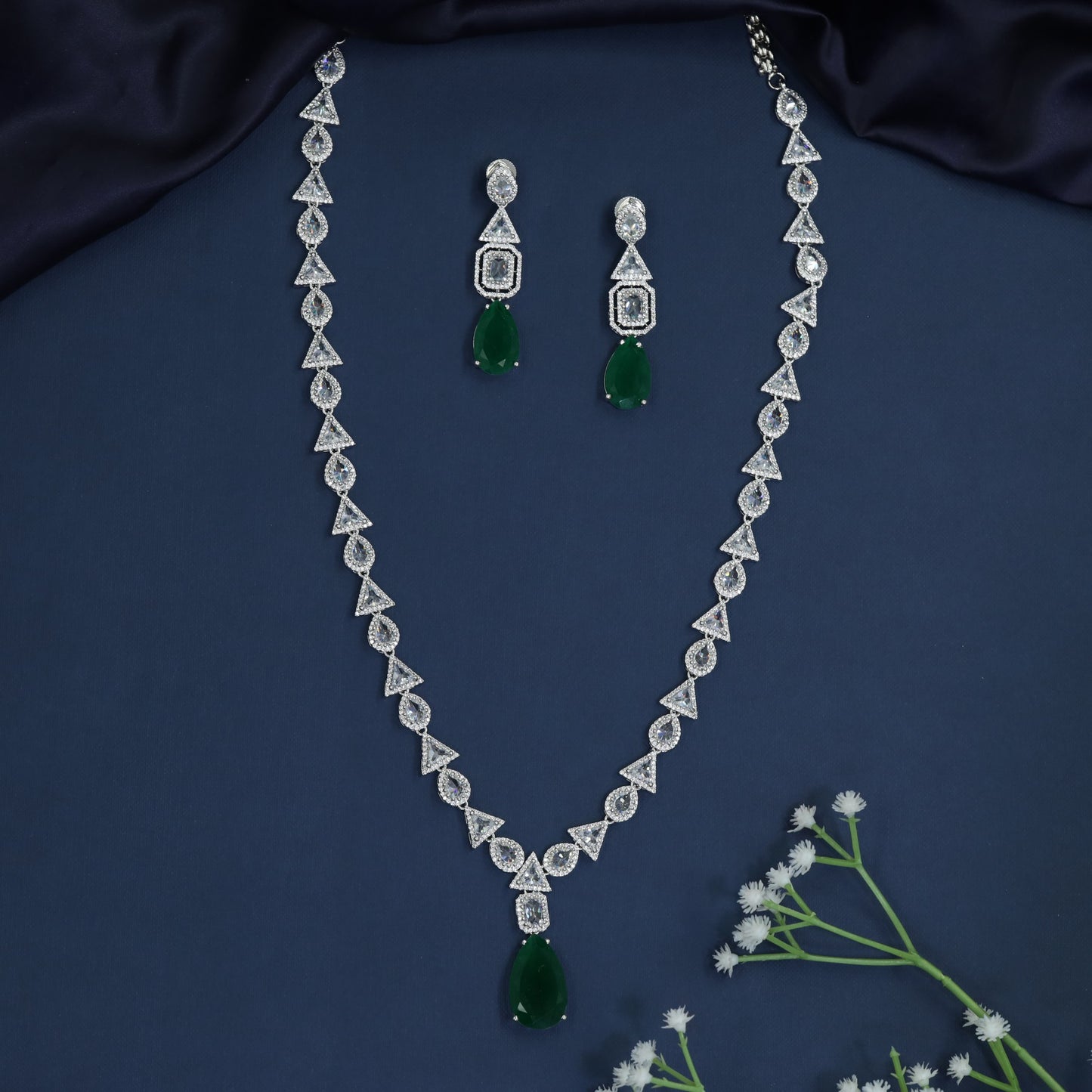 Starlit Trail Rhodium Long Haara with Architectural Styling