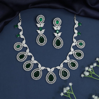 Necklace with Rosette Inspired Links and Halo Teardrop Arrangement