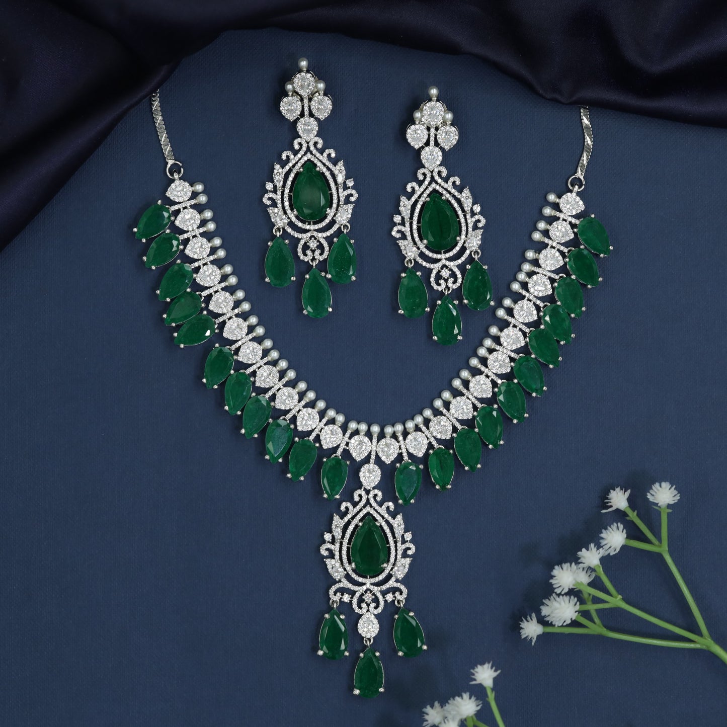 Necklace with Marquisette Border and Arabesque Pendant Centerpiece