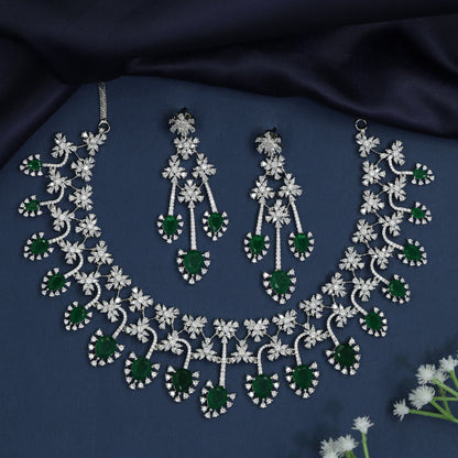 Necklace with Bloom Garland Formation and Medallion Drop Accents