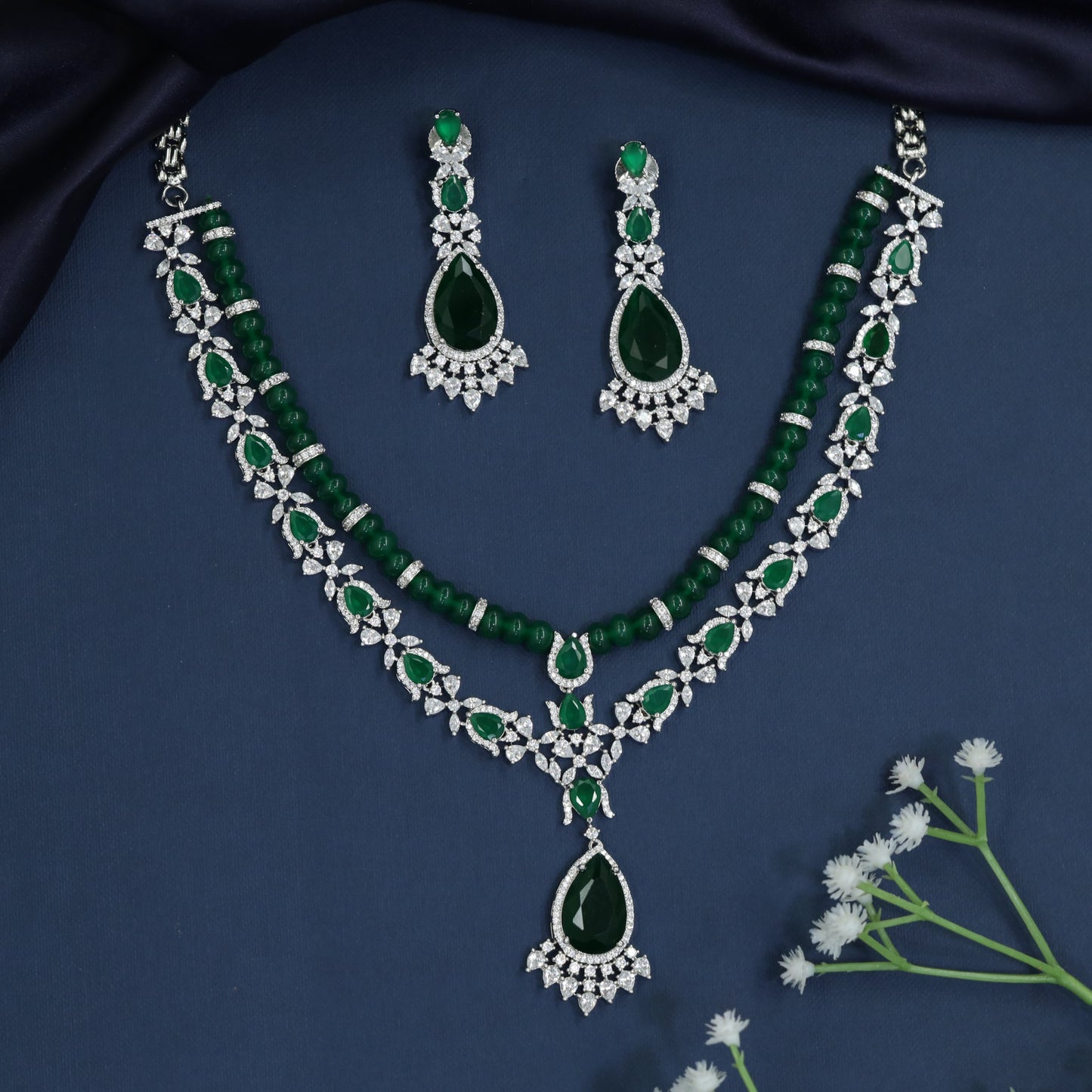 Necklace with Beaded Collar Design and Floral Garland Arrangement