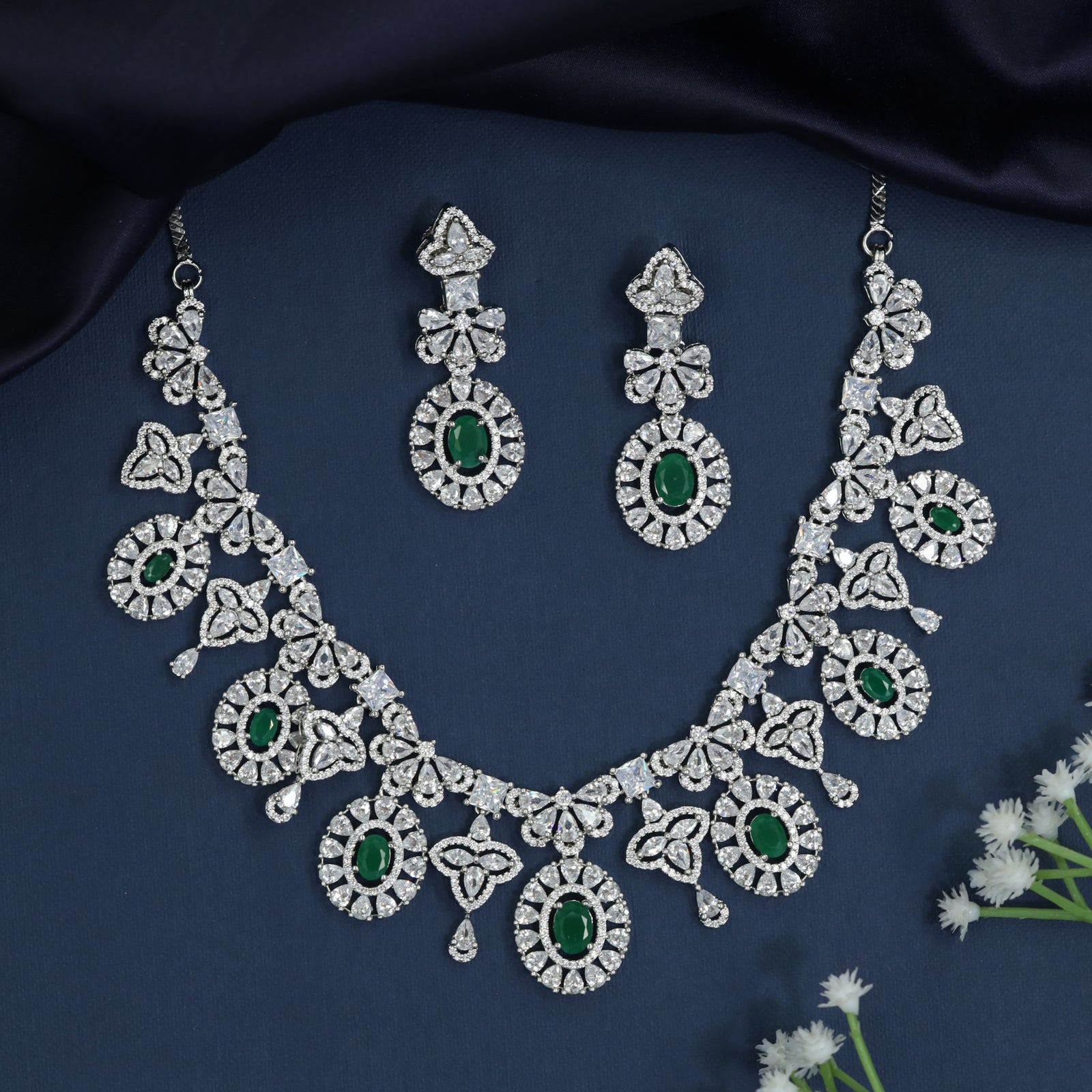 Necklace with Openwork Trinity Motifs and Medallion Drop Arrangement