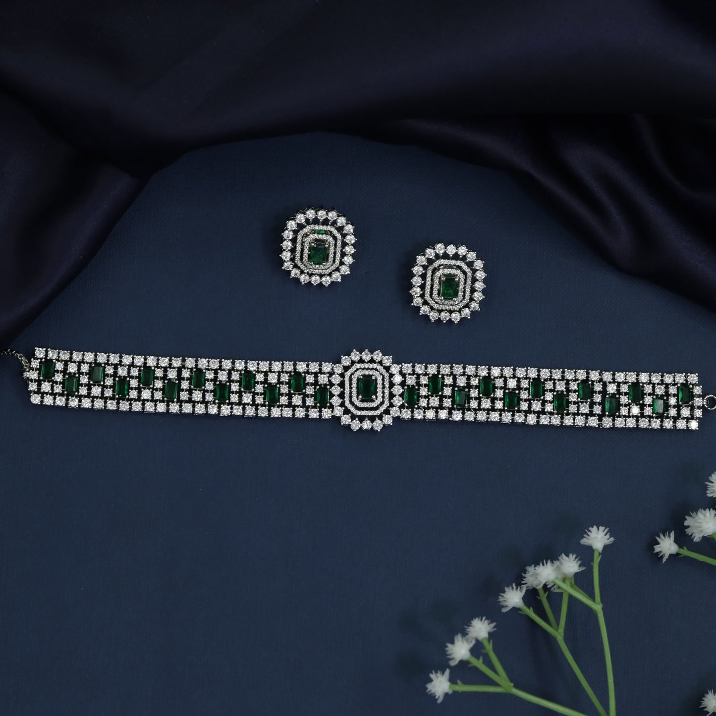 Signature Frame Rhodium Choker with Architectural Styling