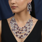 Necklace with Geometric Stations and Layered Festoon Profile