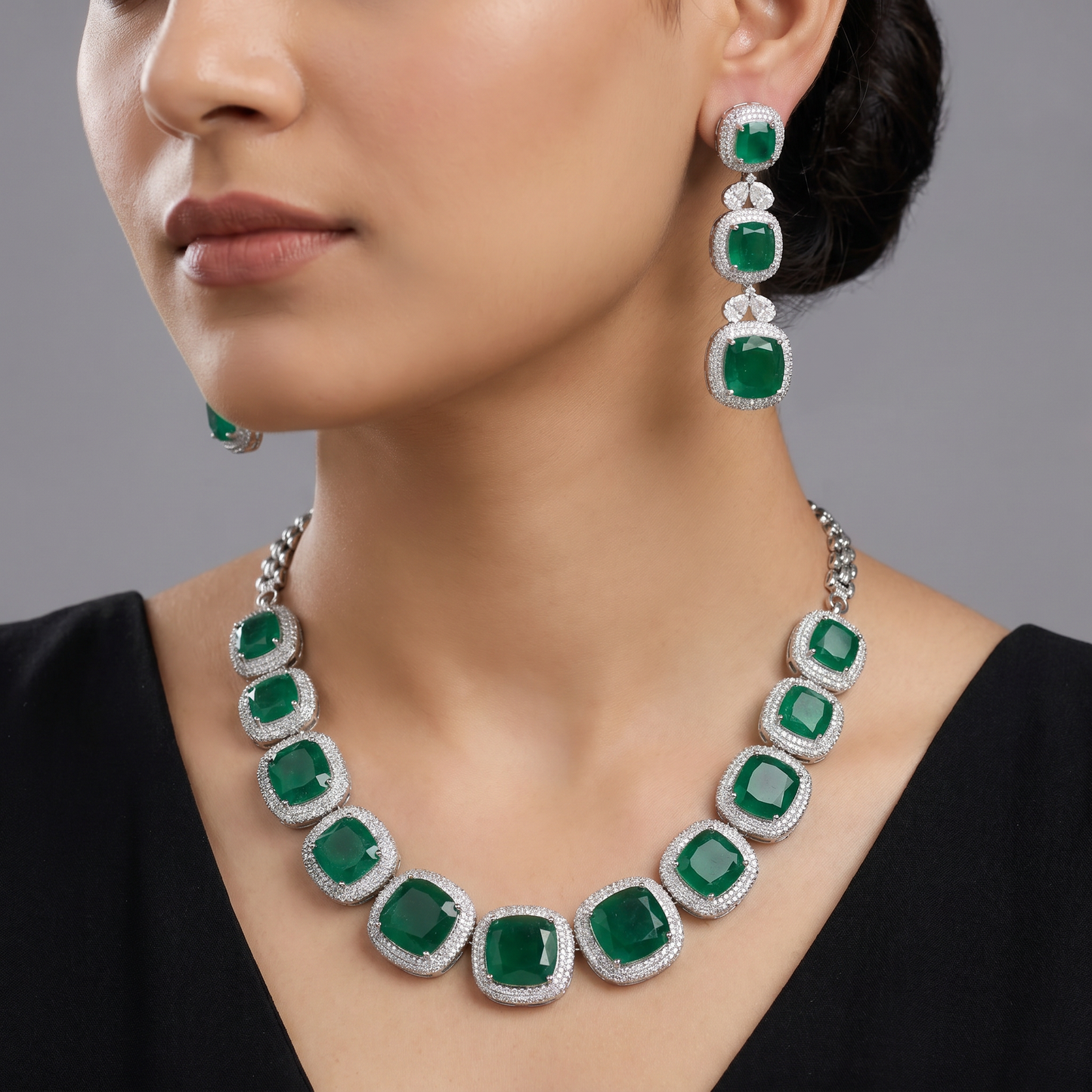 Regal Cushion Necklace with Pavilion Inspired Construction