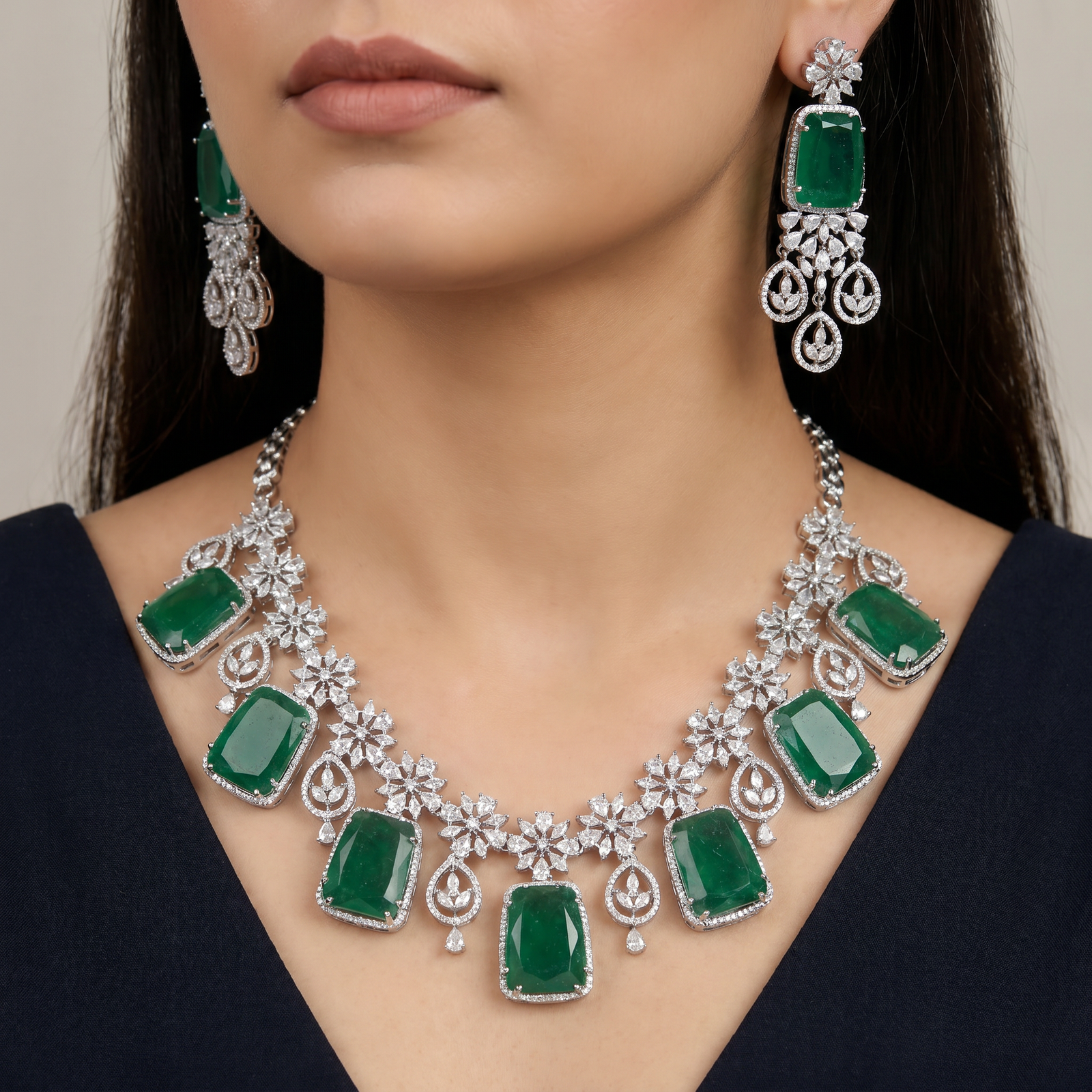 Gallery Frame Necklace with Festoon Medallion Border