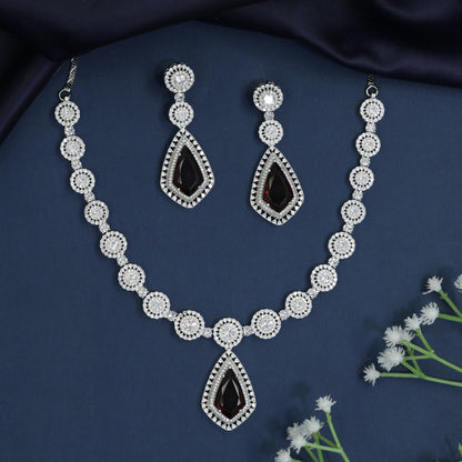 Necklace with Circular Halo Arrangement and Pendant Focus
