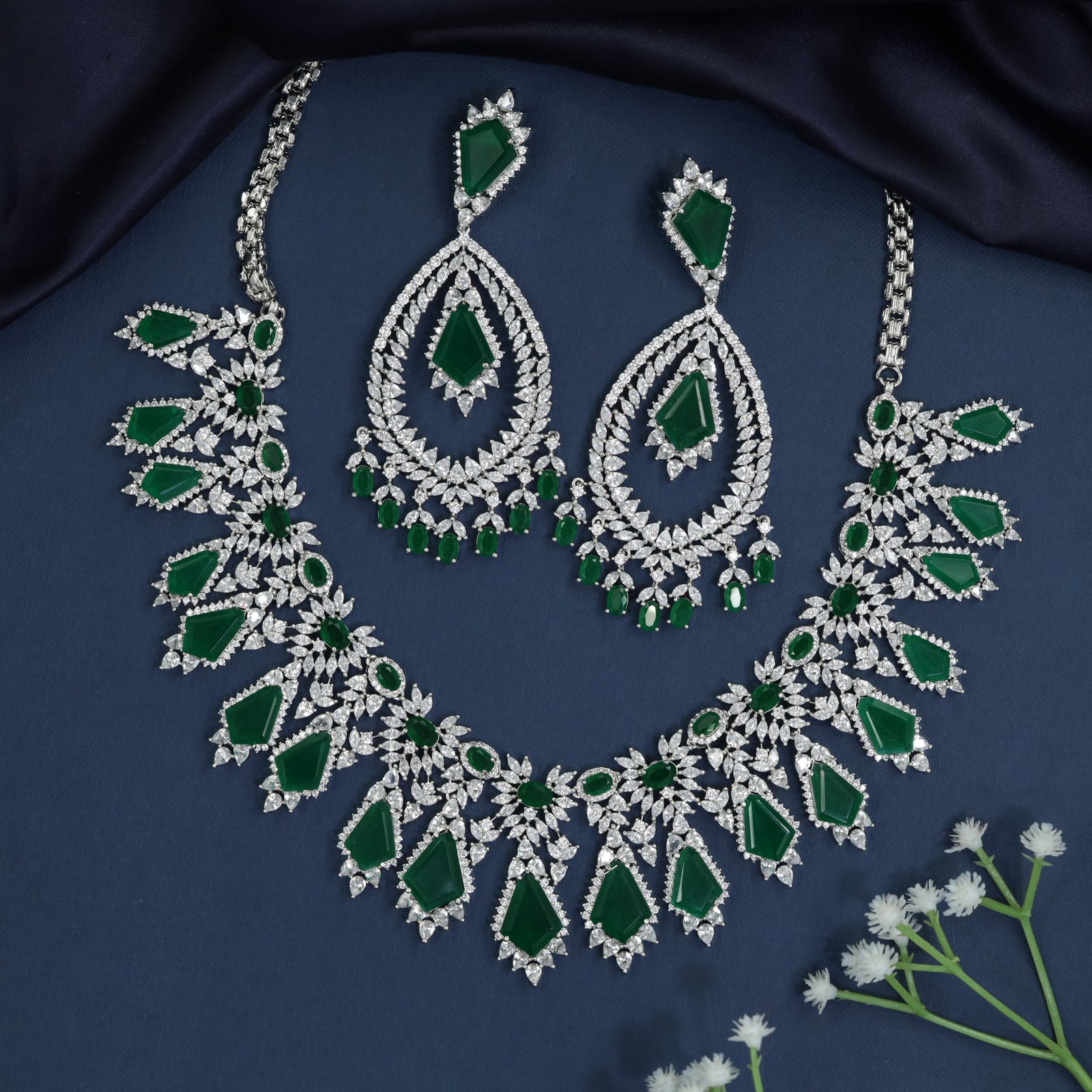 Necklace with Marquisette Clusters and Chandelier Profile Detailing