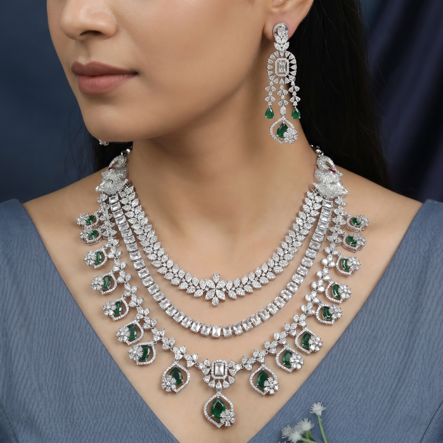 Necklace with Regal Elephant Accents and Chandelier Fringe Styling