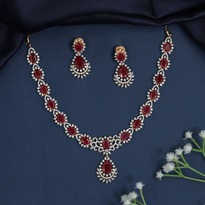 Necklace with Halo Stations and Crest Pendant Centerpiece