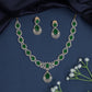 Necklace with Halo Stations and Crest Pendant Centerpiece