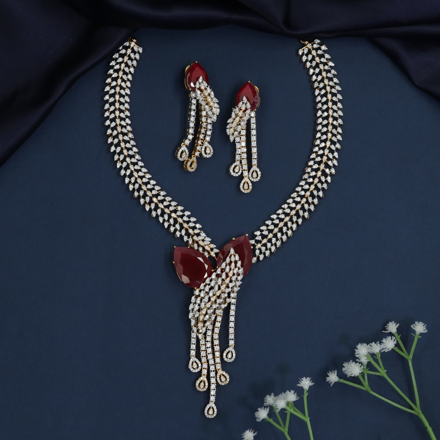 Laurel Cascade Gj Necklace with Draped Tassel Centerpiece
