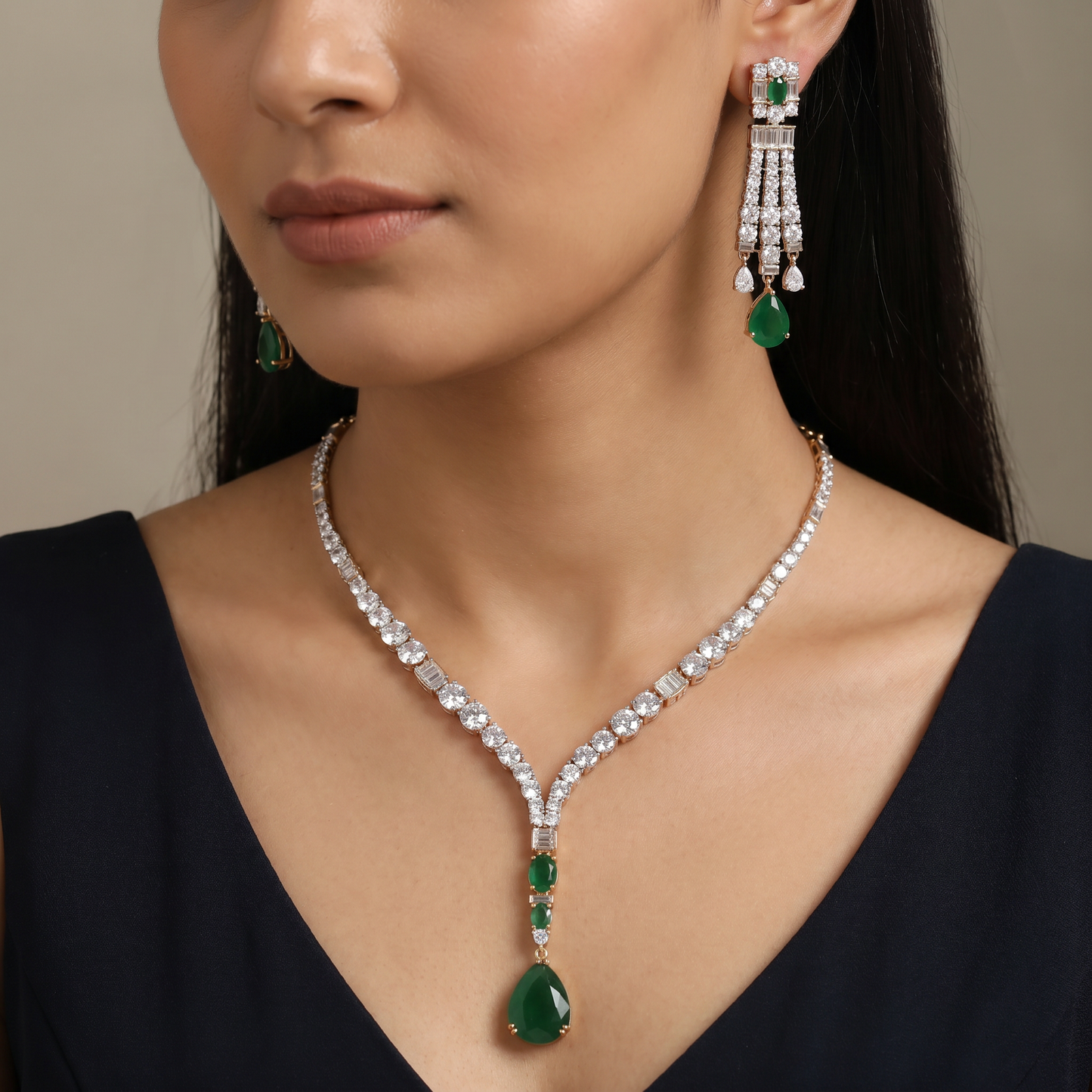 Necklace with Y-Drop Construction and Medallion Accent Detail