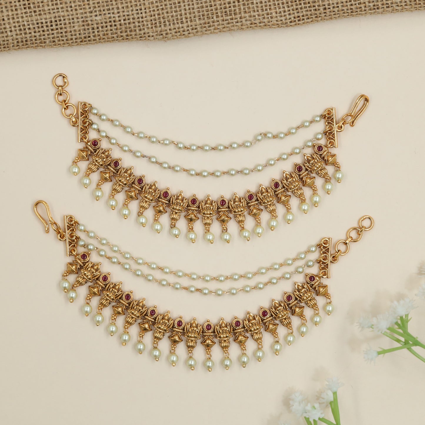 Traditional South Indian Mati with Lakshmi and Chain Drapes