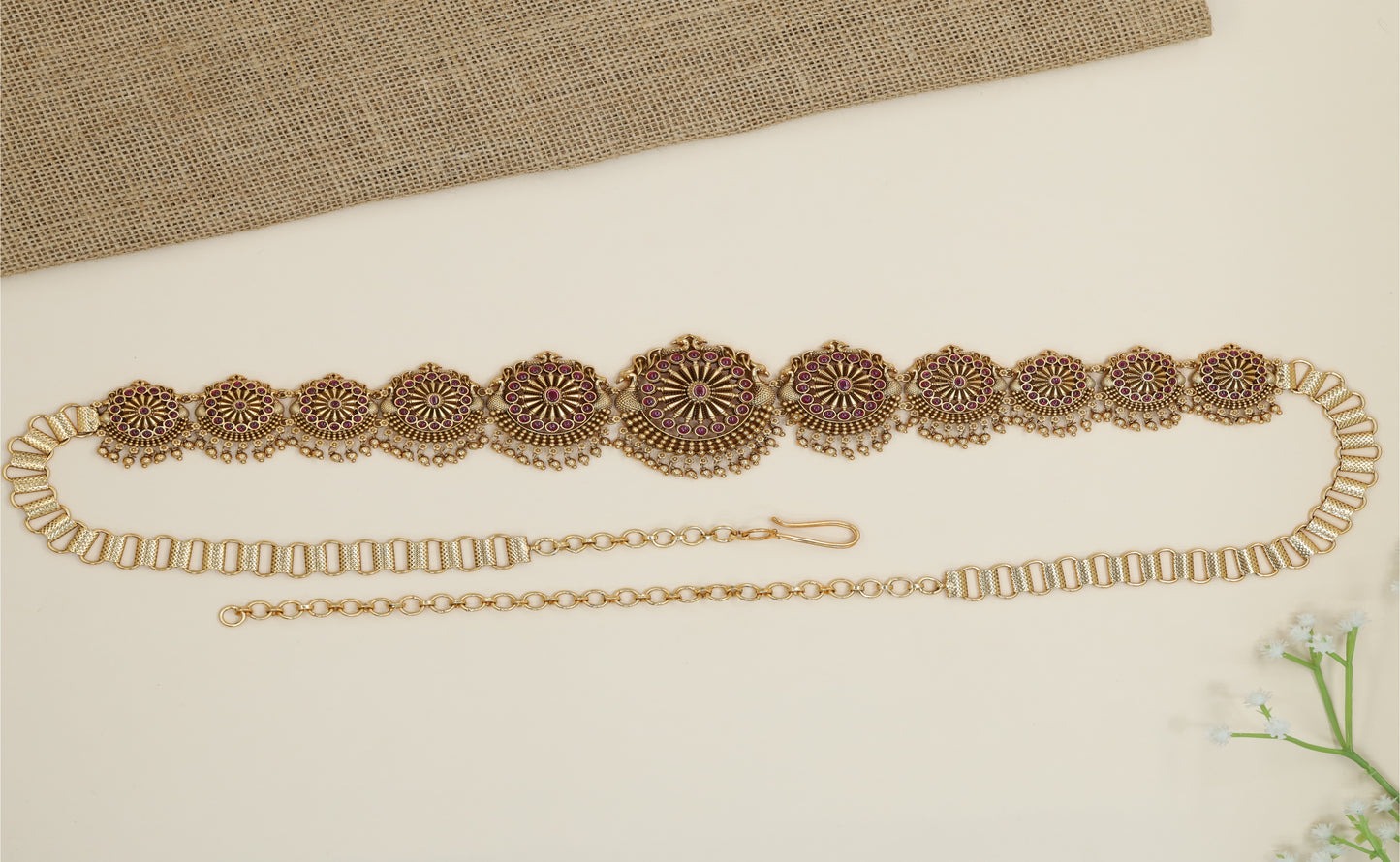 Ornamental Waist Belt with Heritage Rosette Detailing