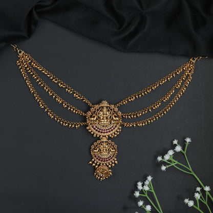 Temple Jewellery Bille with Lakshmi Motif and Cascading Chains