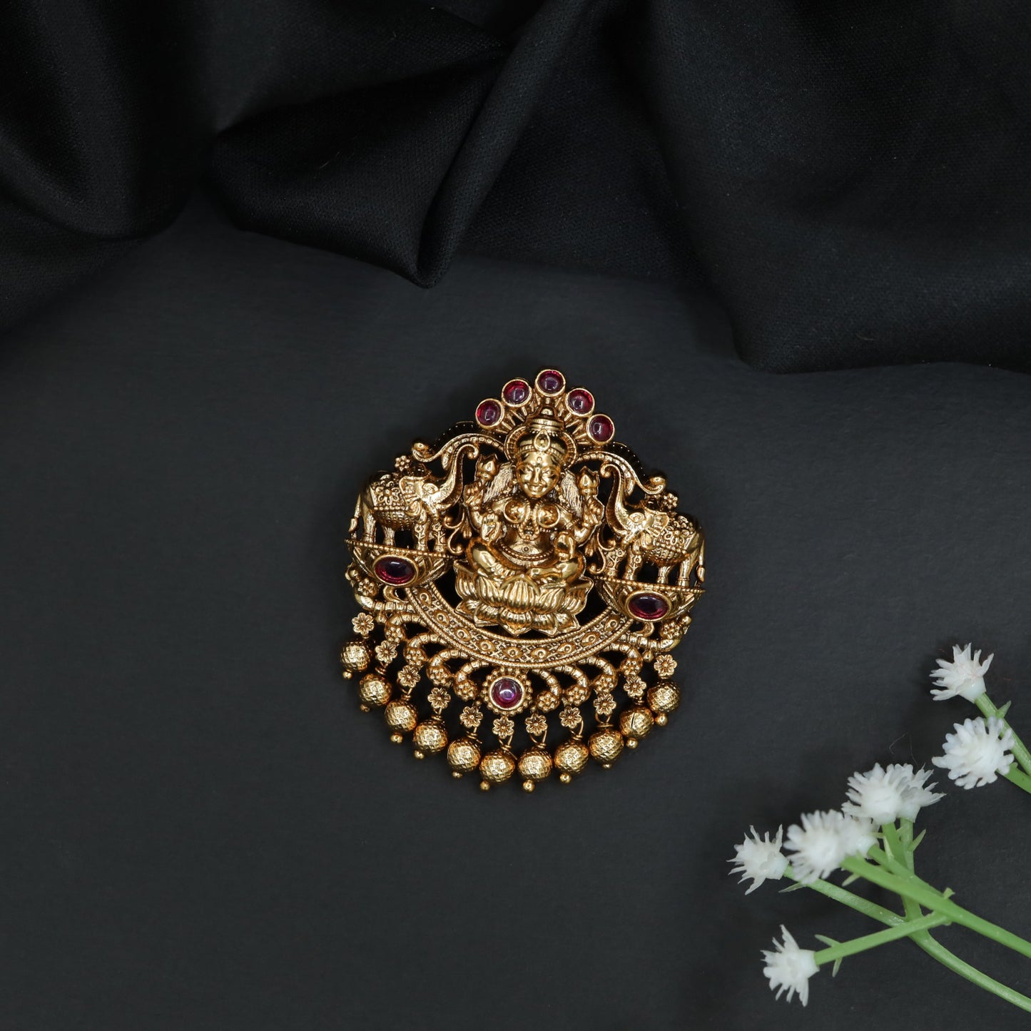 Antique Lakshmi Head Ornament with Elephant Guardian Design