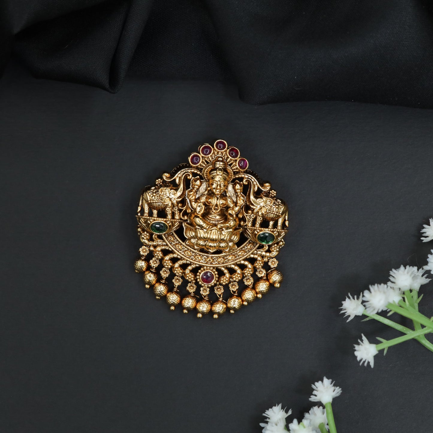 Antique Lakshmi Head Ornament with Elephant Guardian Design