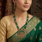 Peacock motif necklace with sculpted Lakshmi pendant centrepiece