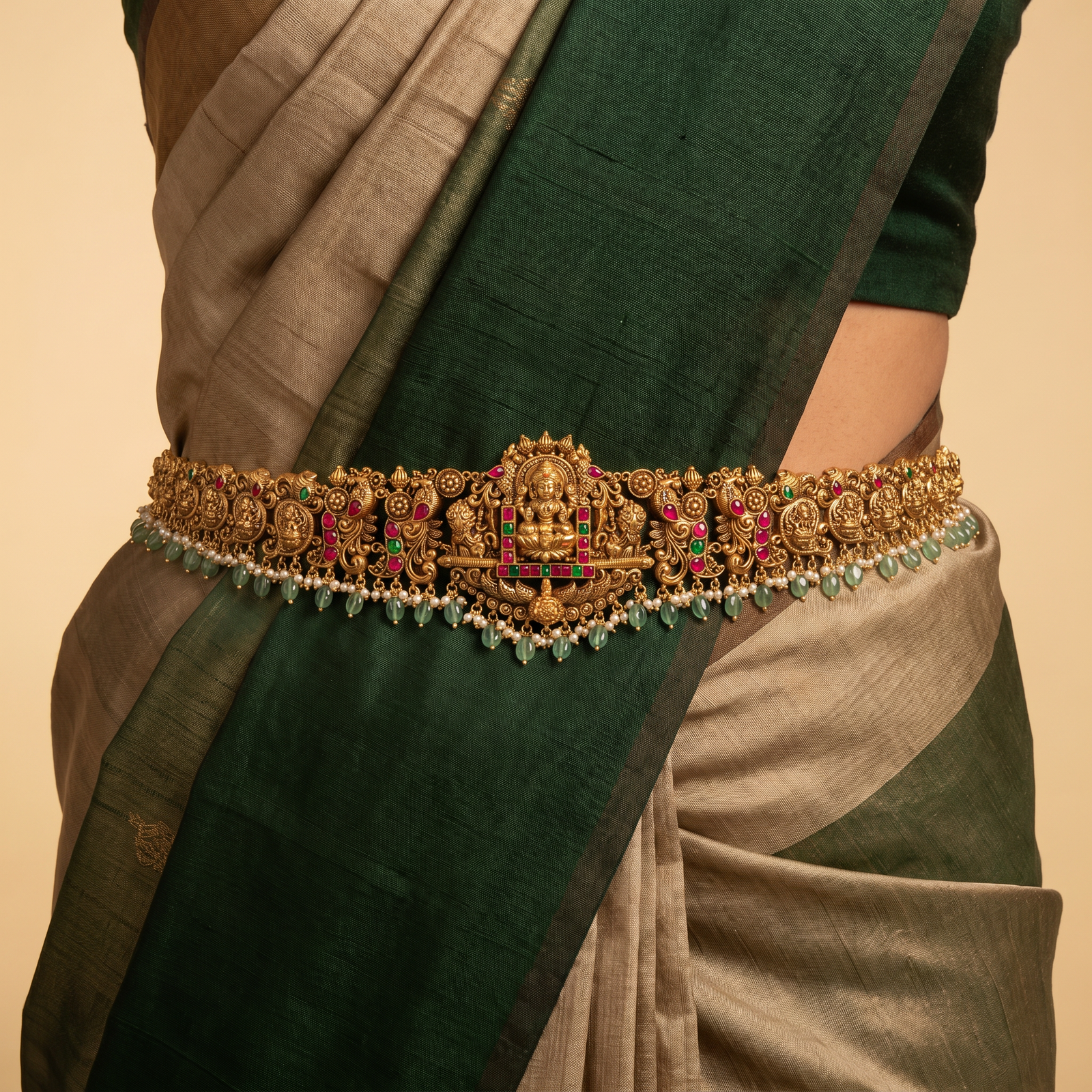 Cultural Waist Belt with Ornamental Lakshmi Framework