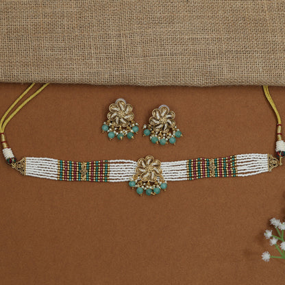 Signature rosette beads choker with ornamental floral craftsmanship