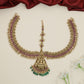Bridal lakshmi motif matha patti with dangling cluster drops