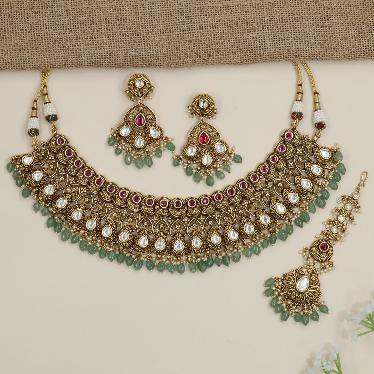 Temple heritage paisley choker with cascading medallion architecture