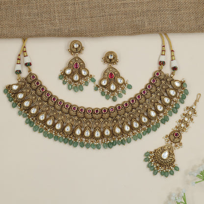 Temple heritage paisley choker with cascading medallion architecture