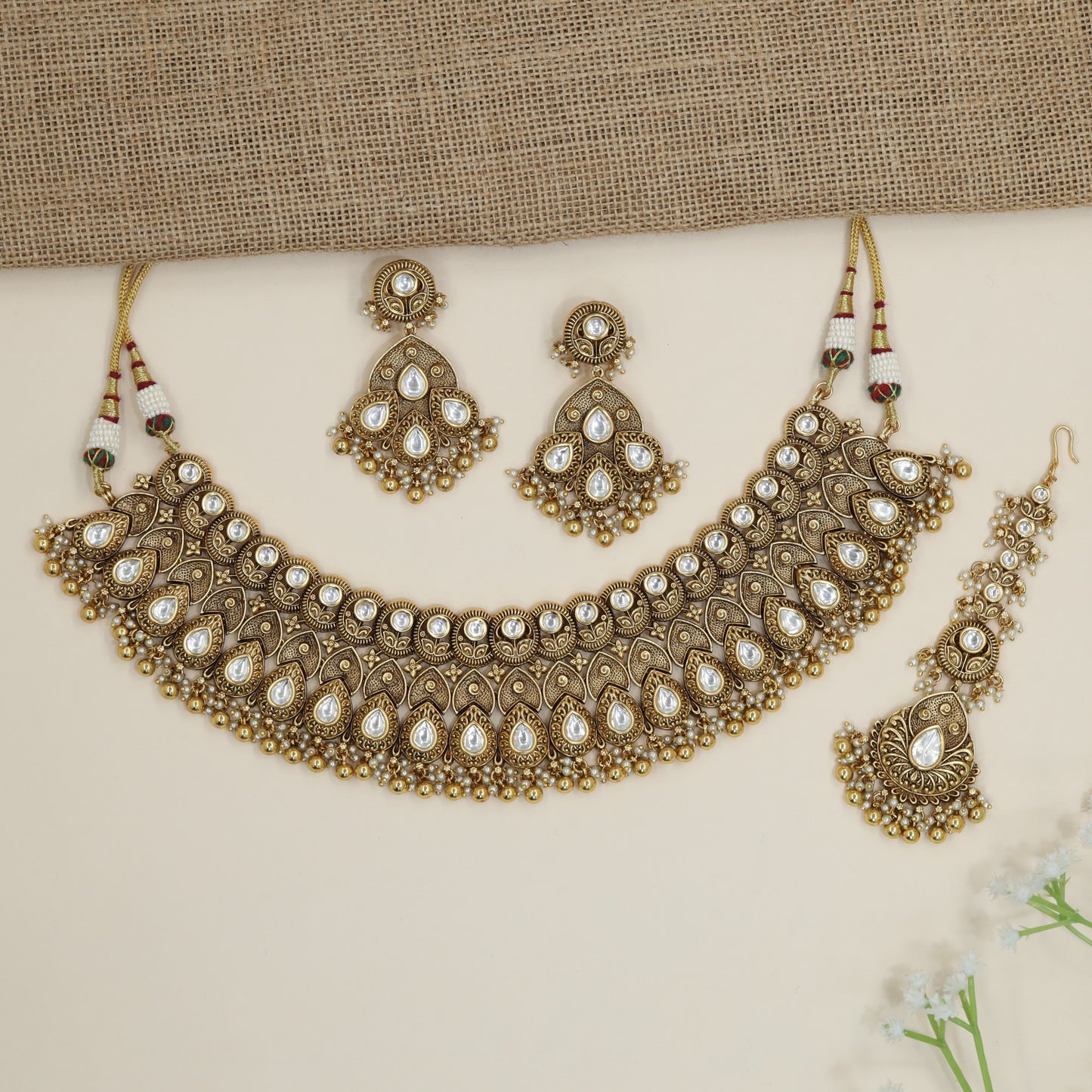 Temple heritage paisley choker with cascading medallion architecture