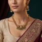 Regal scrollwork panel necklace with layered chain silhouette