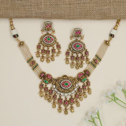 Imperial floral statement choker with decorative pendant arrangement