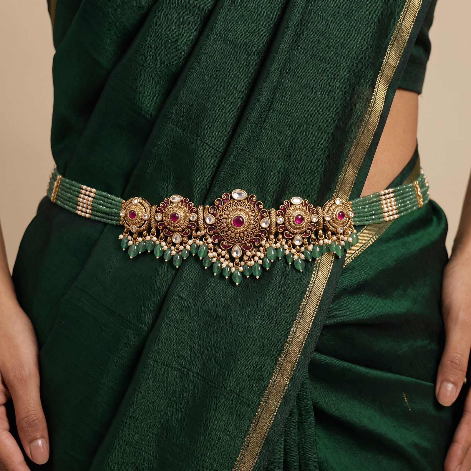 Traditional Antique Beads Waist Belt with ornate centre arrangement