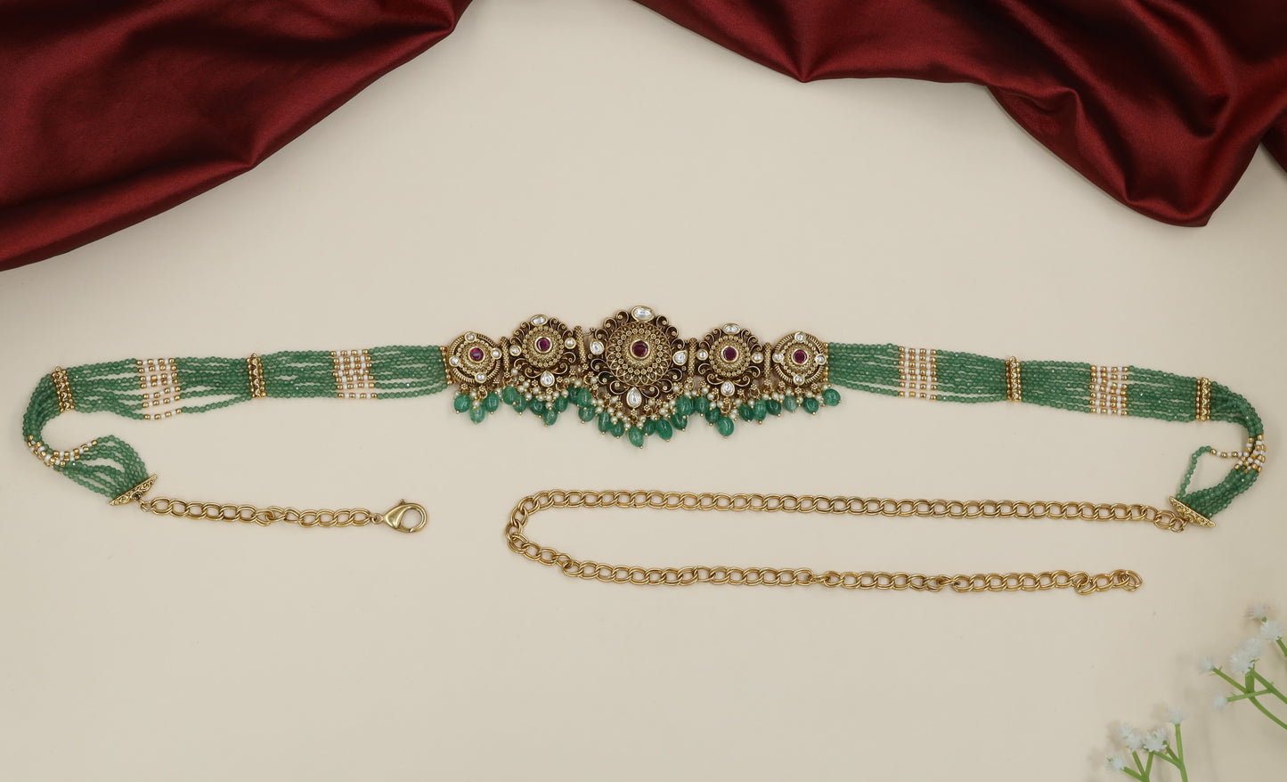 Traditional Antique Beads Waist Belt with ornate centre arrangement