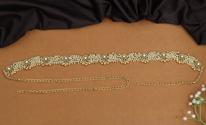 Classic Antique Waist Belt featuring layered pearl motif design
