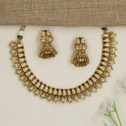 Signature lakshmi coin necklace with richly detailed collar silhouette
