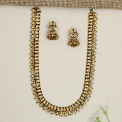 Heirloom coin long haara with intricately arranged temple medallions