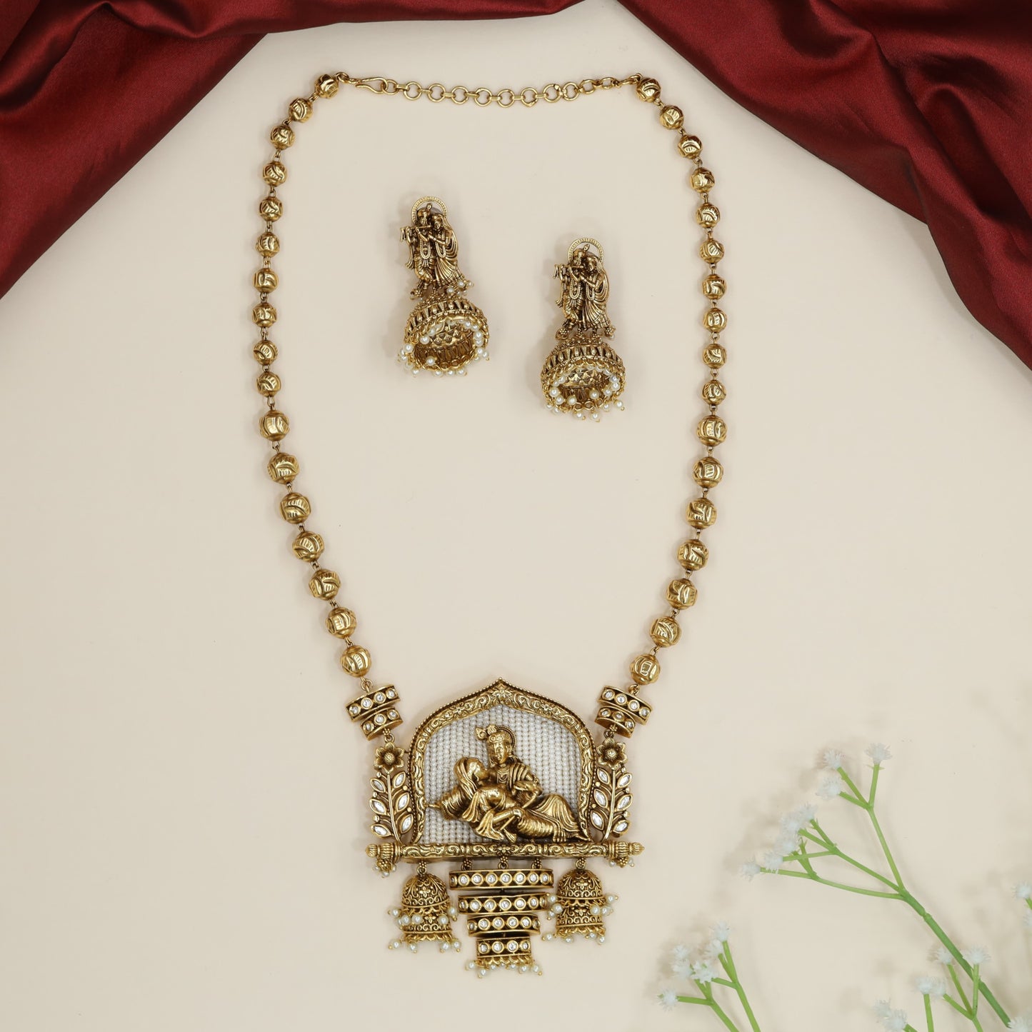 Decorative Radha Krishna Antique Chain With Pendant with elegant silhouette