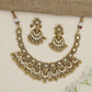 Temple-inspired floral necklace with cascading chandbali accents