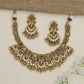 Temple-inspired floral necklace with cascading chandbali accents