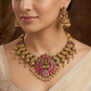 Antique Lakshmi pendant necklace with paisley motif collar design