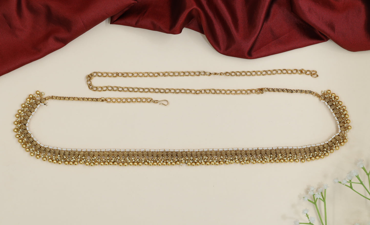 Classic fringe Antique Waist Belt featuring decorative hanging accents