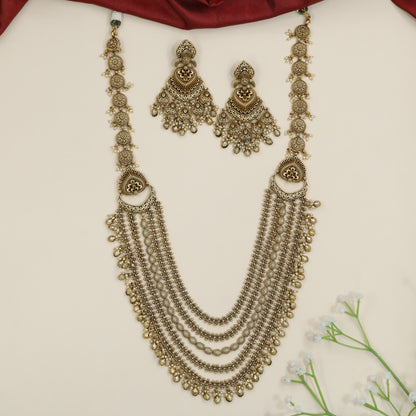 Multi-layer Antique Long Haara with decorative cascading strands
