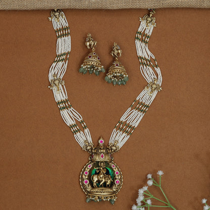 Antique Krishna Pendant Beads Long Haara