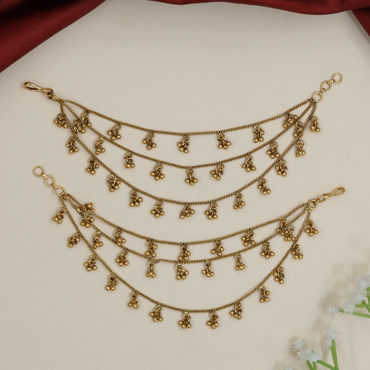 Elegant chainwork Antique Mati with traditional drape styling