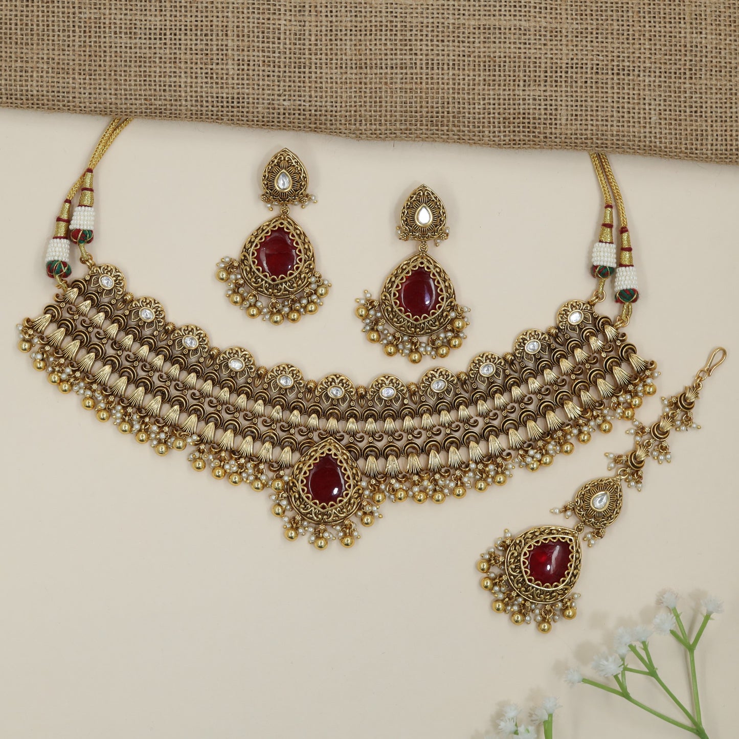 Antique Choker with Repeating Archwork and Teardrop Focal Design