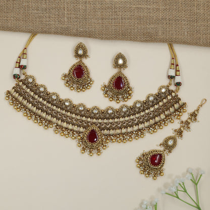 Antique Choker with Repeating Archwork and Teardrop Focal Design