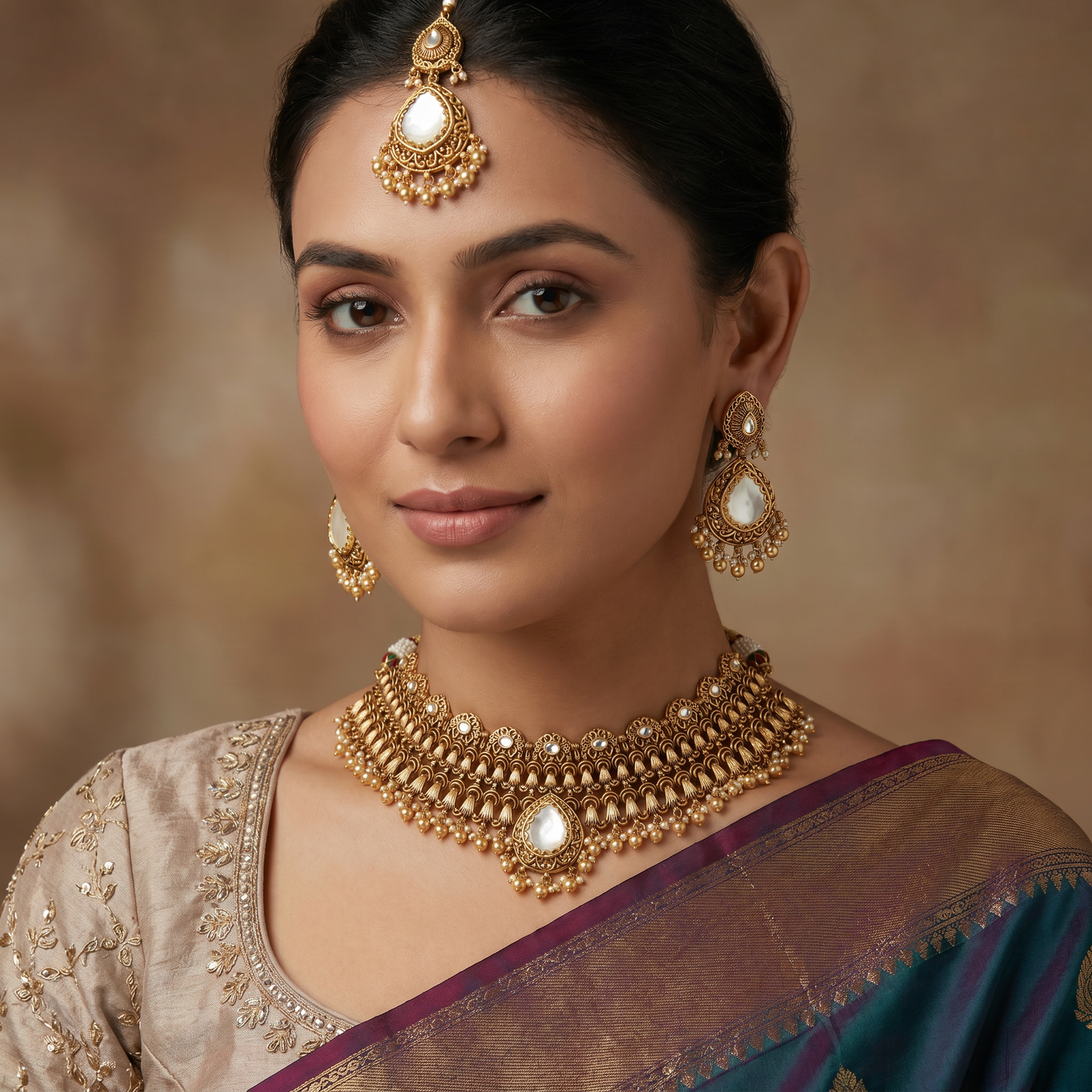 Antique Choker with Repeating Archwork and Teardrop Focal Design