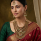 Multi-Layer Antique Long Haara with Jhumka Centrepieces and Green Bead Fringe