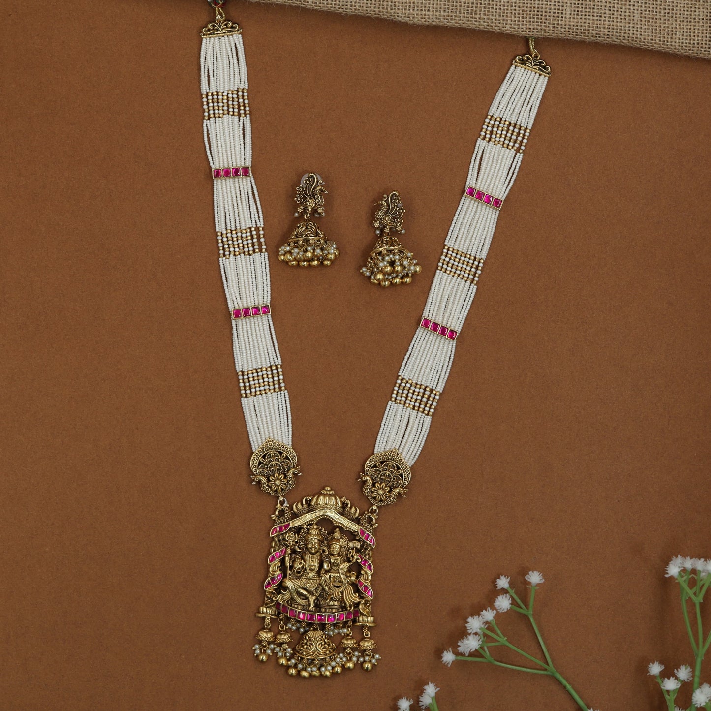 Lakshmi Antique Long Haara with Ornamental Pendant and Fringe Detailing