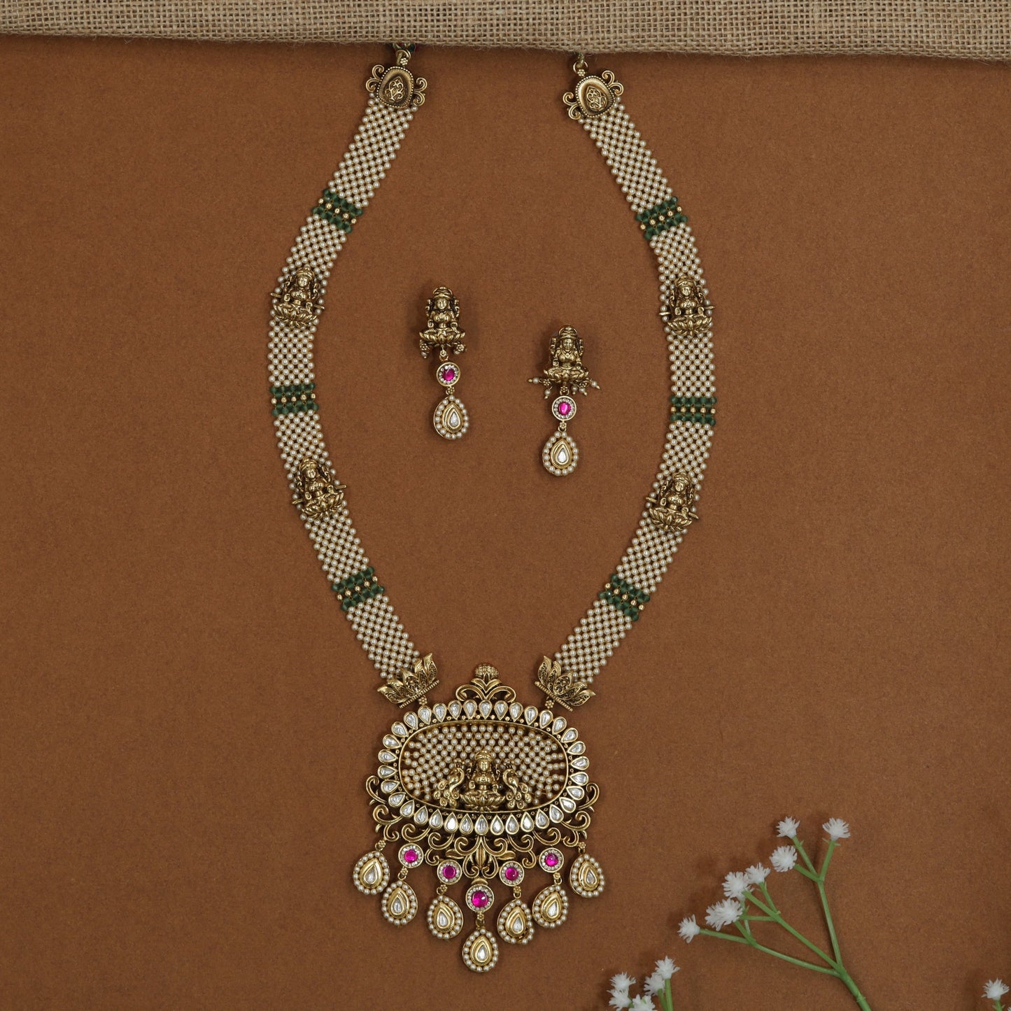 Pearl Weave Long Haara with Lakshmi Centre Artwork